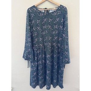 Boden Womens Floral Posie Jersey Dress Size US 14 UK 18 3/4 Sleeve Green Office